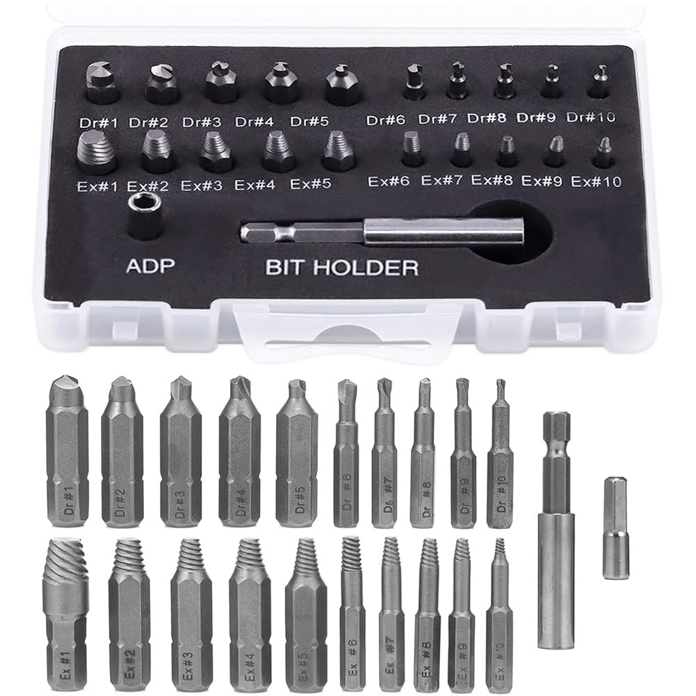 22Pcs Mini Damaged Screw Extractor Kit Small Stripped Screws Remover