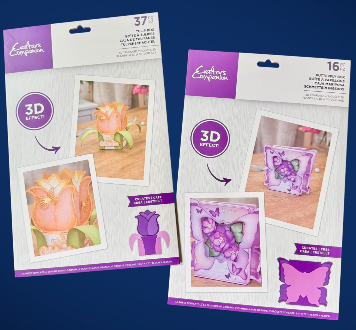 2 Pkgs Templates Butterfly & Tulip Boxes to Make Party Favors Gifts Gifting