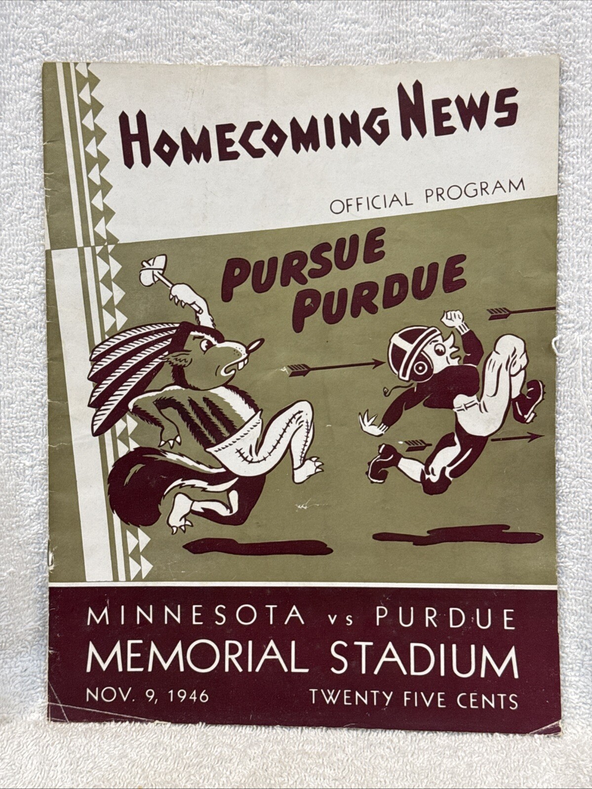 VINTAGE 11-9-1946 Minnesota Gophers vs. Purdue Boilermakers FB Prog, Bud Grant!