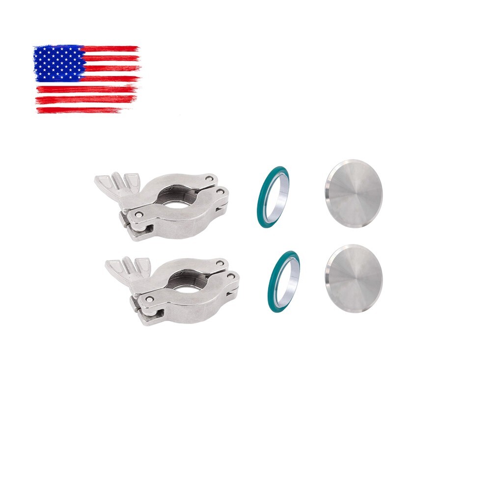 2sets KF25 Aluminum Vacuum Clamps + Centering + FKM O-ring + Blind End Cap US
