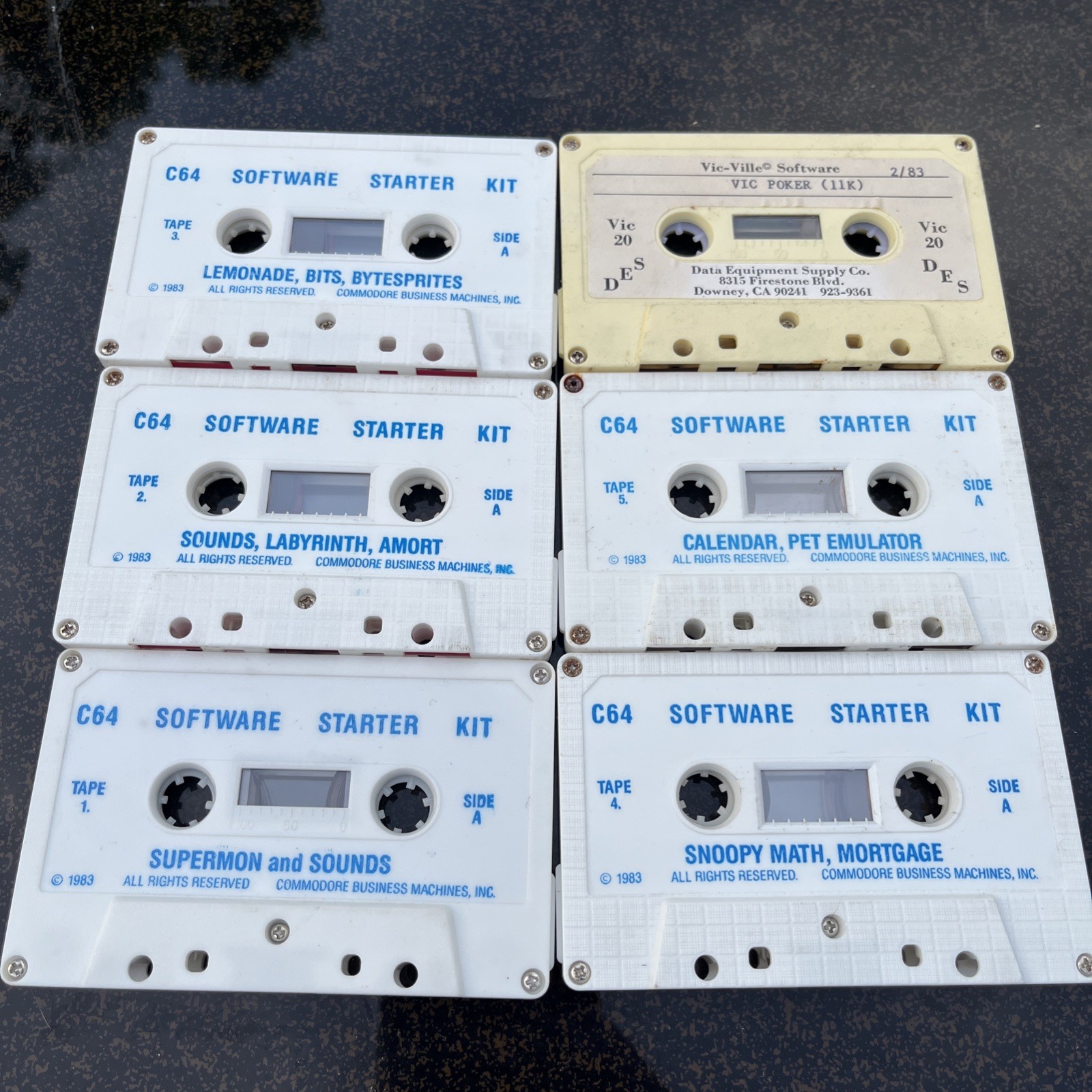 Commodore 64 C64 Software Starter Kit Tapes 1-5 Complete, Vic Poker Set Untested