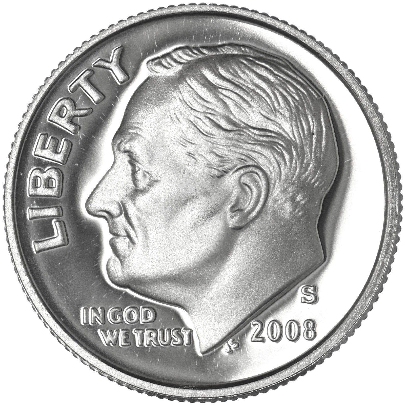2008 S Roosevelt Dime Gem DCam Proof CN-Clad