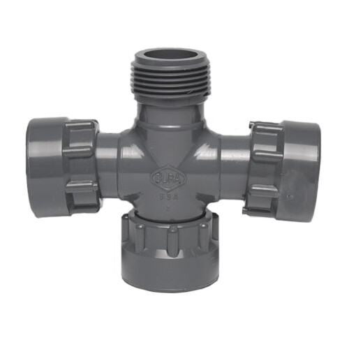 Dura 1" Swivel x Mipt x Swivel x Swivel Cross Gray Sch. 40 PVC 320-010 320010