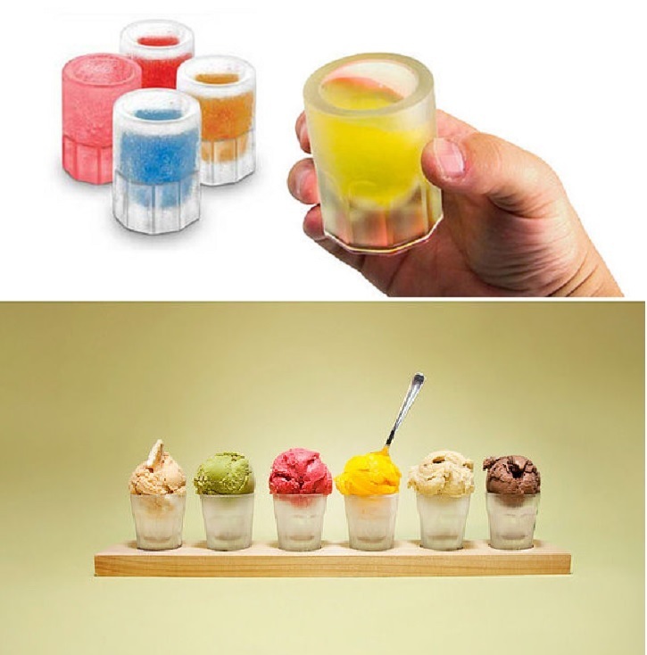4 Cup Shape Rubber Shooters Shot Ice Cube Glass Freeze Mold Maker Tray Party