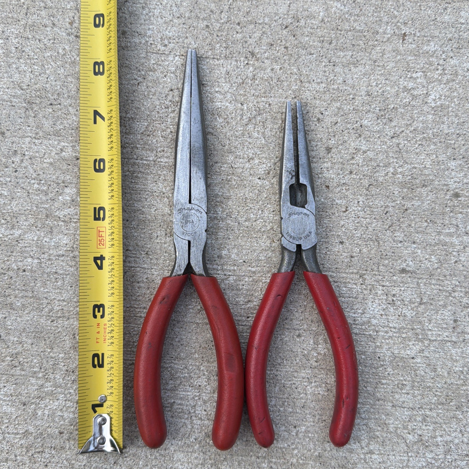 🇺🇸 Snap-On Tools USA 2pc RED Long Needle Nose Pliers Set Lot, 97CCP & 96BCP