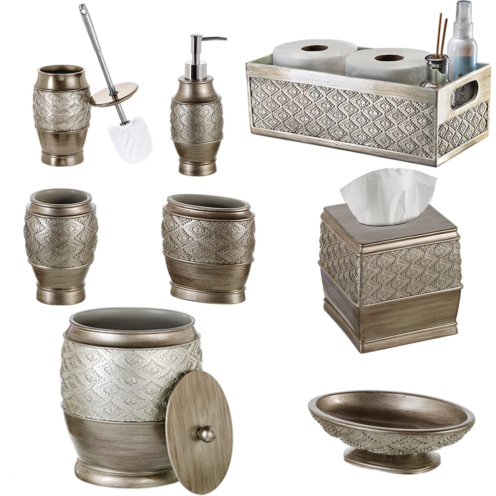 Dublin Silver Bathroom Accessory Set - Brushed Silver Bathroom Sets Accessori...