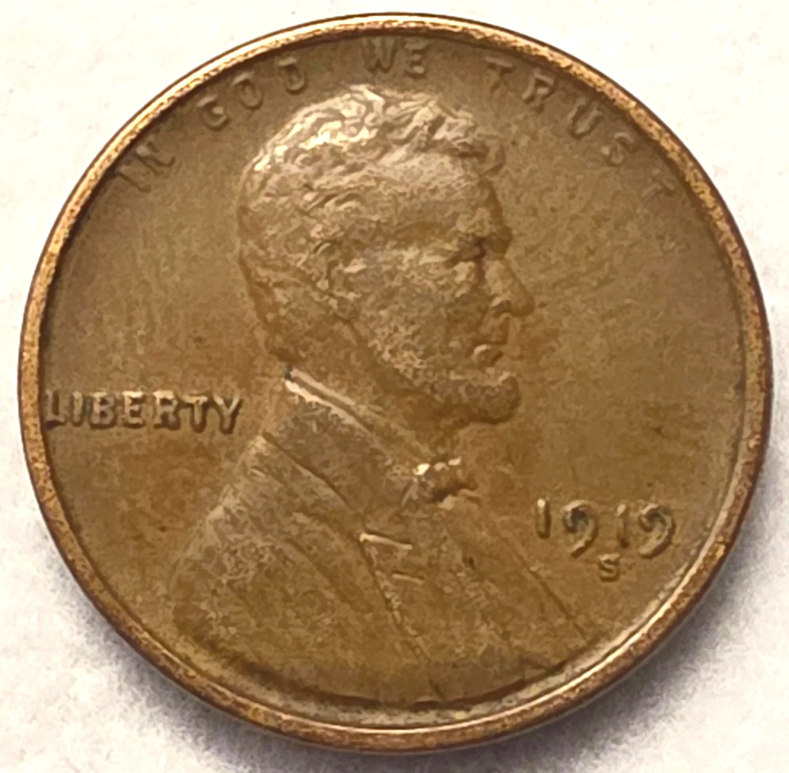 1919 S Lincoln Wheat Cent Good - Very Good (G-VG) Copper Average Circulated 1c