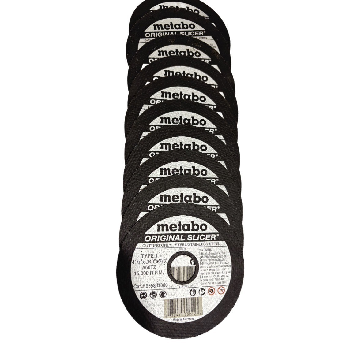METABO CUTTING DISC STEEL/STAINLESS STEELS TYPE 1 4-1/2“X.040“X7/8 - LOT OF 10