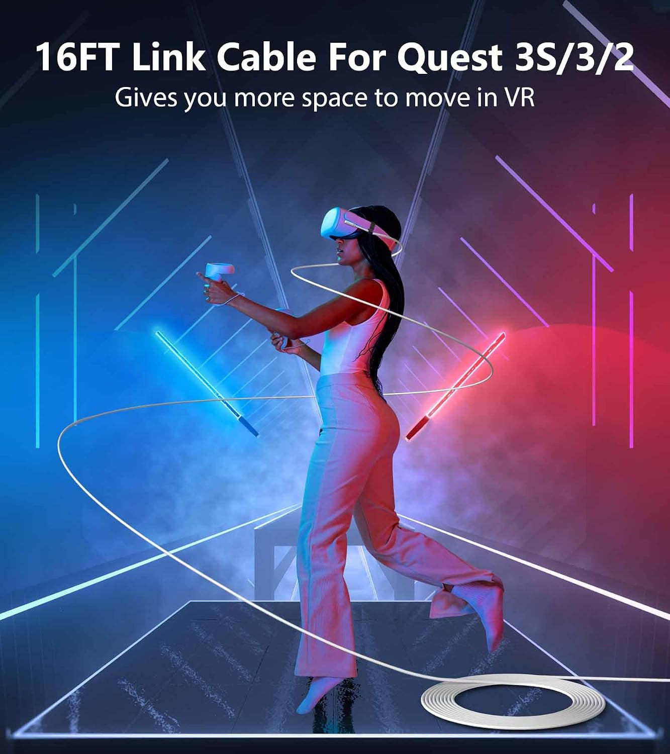 Link Cable 16FT Compatible with Meta/Oculus Quest 3S, Quest 3, Quest