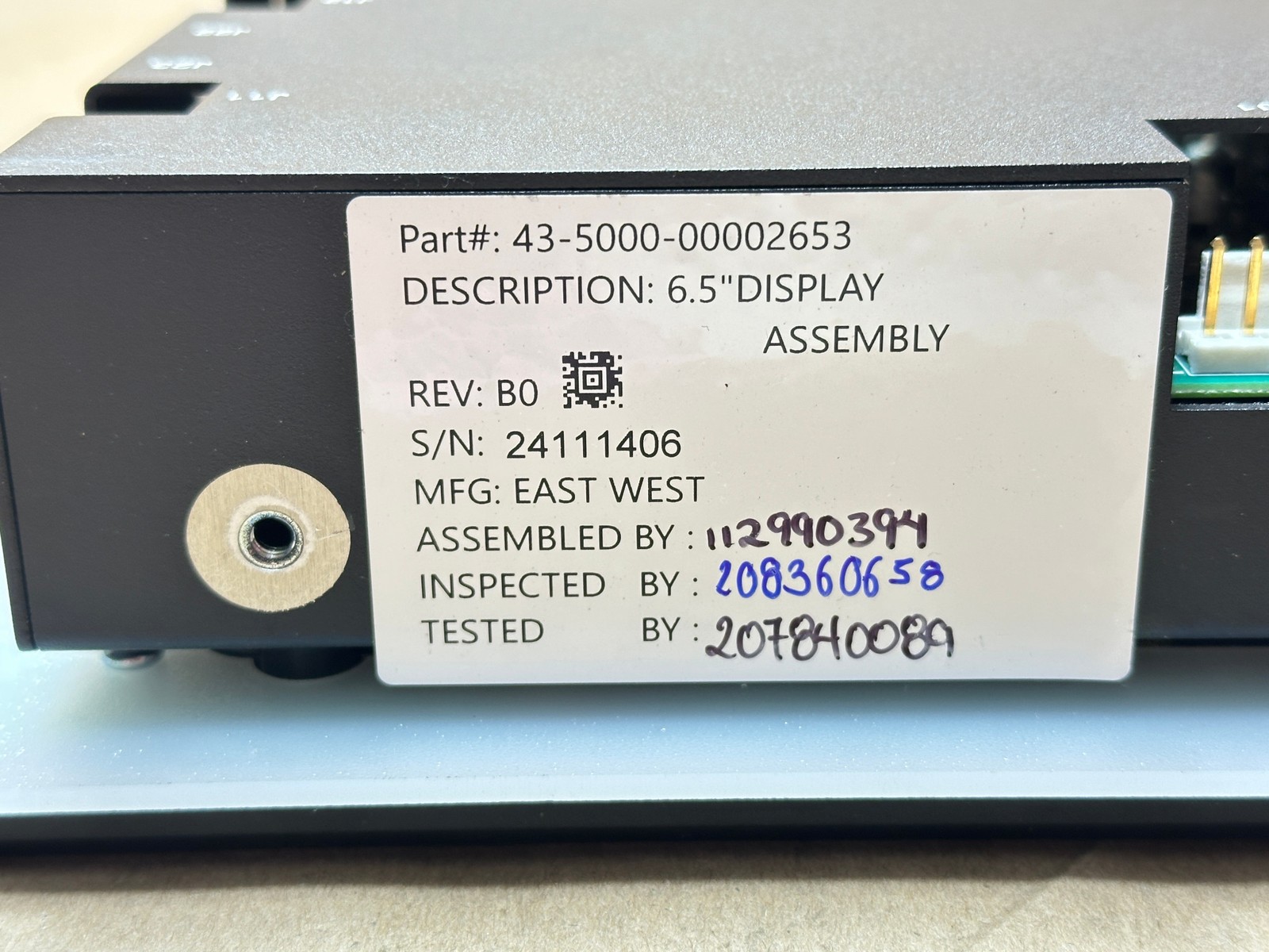 43-5000-00002653 6.5" Display Assembly