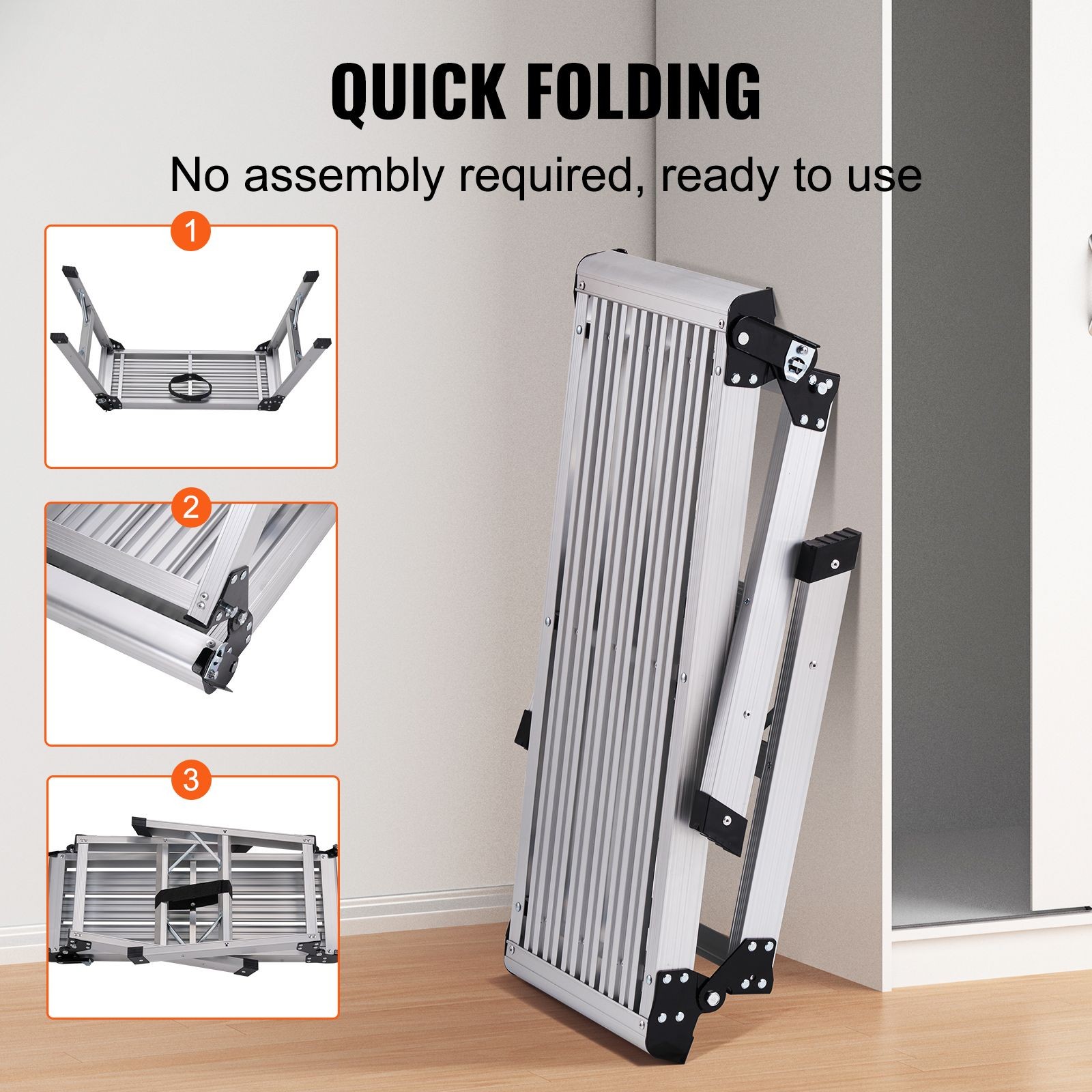 Folding Work Platform, 330 lbs Load Capacity, Aluminum Drywall Stool Ladder