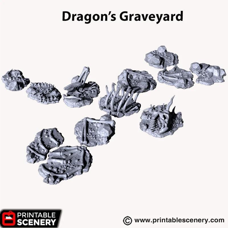 Dragon Graveyard Terrain, Scatter Terrain, Dungeon Master, Bone, (28mm)