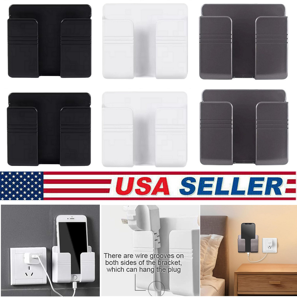 2Pcs Wall Mount Cell Phone Charging Holder Adhesive Mobile Phone Wall Stand USA