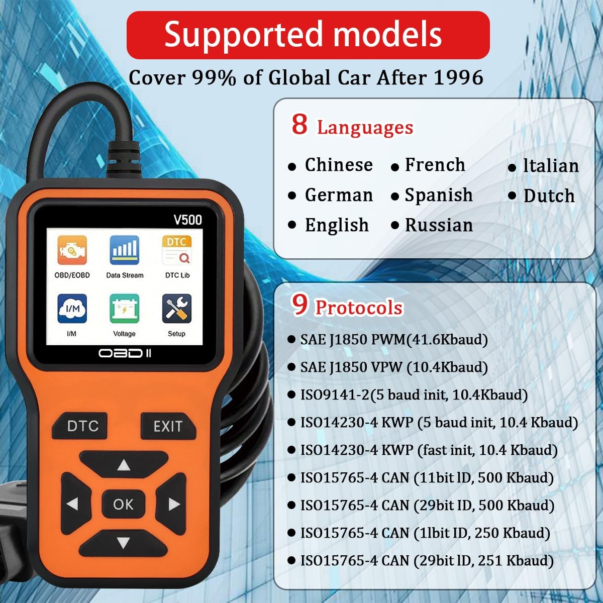 OBD2 Scanner Diagnostic Tool - Check Engine Light Code Orange