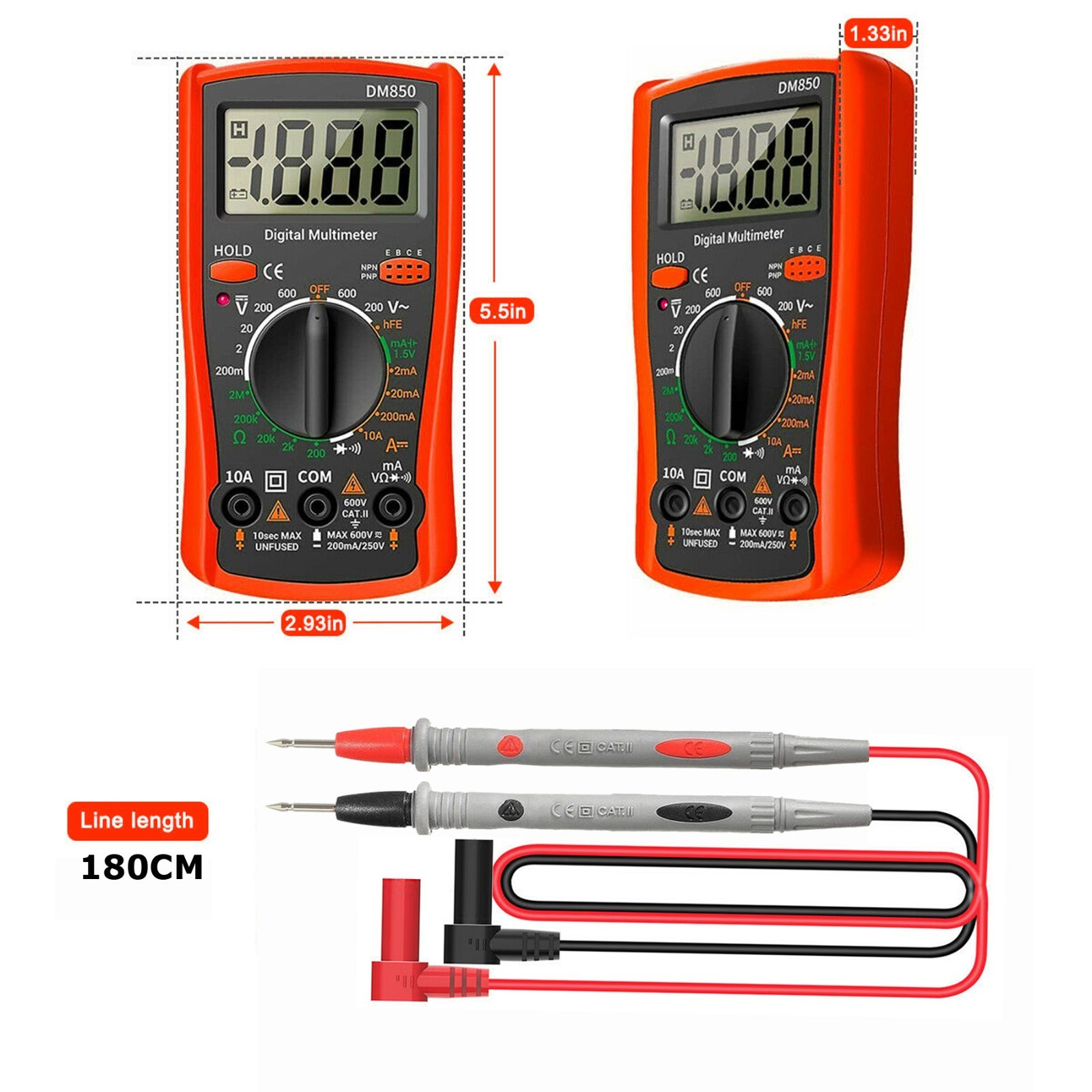Digital Multimeter Voltmeter DM850 AC DC Ammeter Ohmmeter Volt Meter Tester Ohm