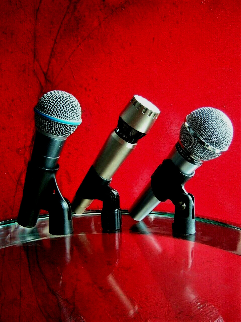 Vintage 1980's lot Shure AKG microphones w clips PROP MICS 588SA Beta58 D1000E