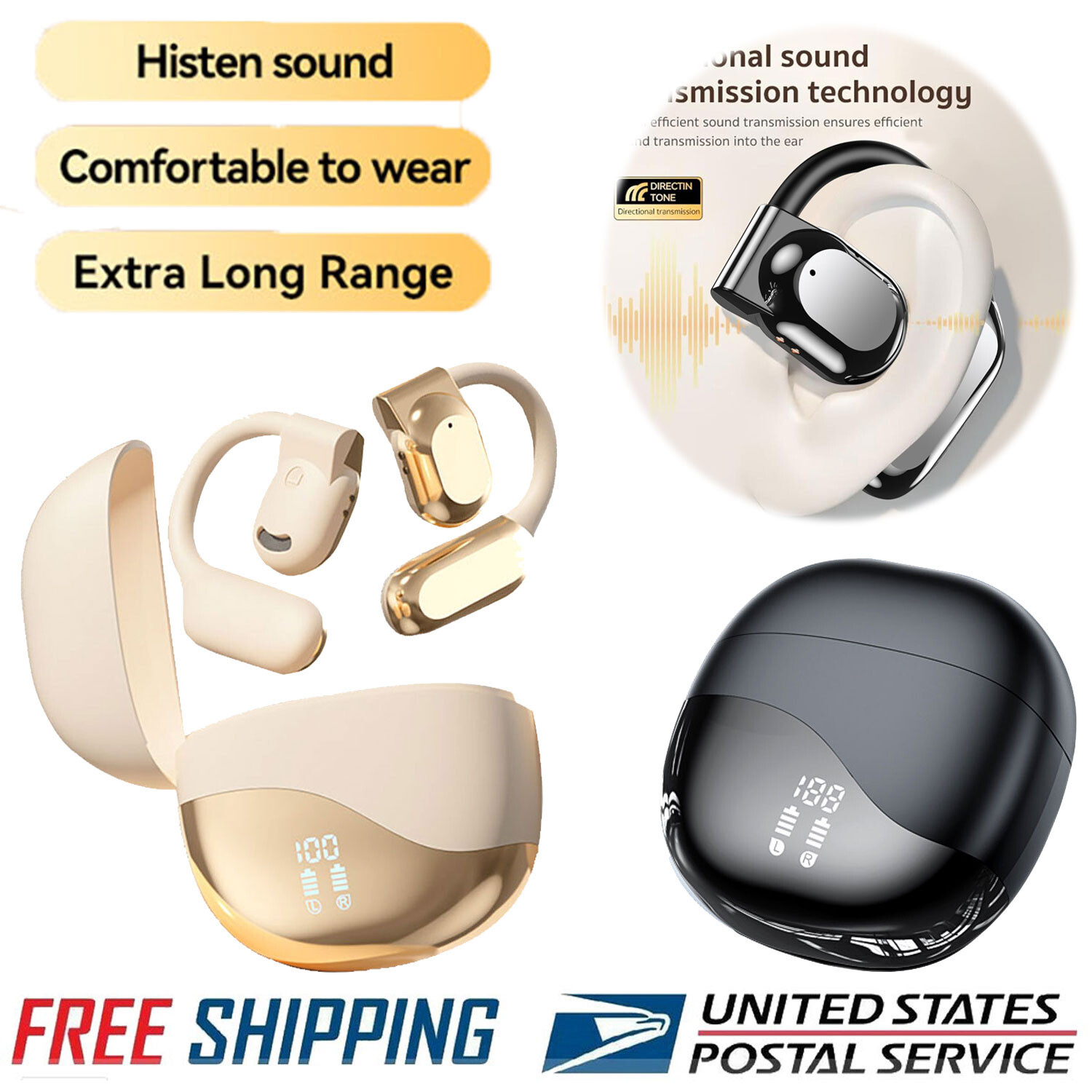 For Samsung A12/A13/A14/A15/A16 Open Ear Headphones Bluetooth Ear-Hook Earbuds