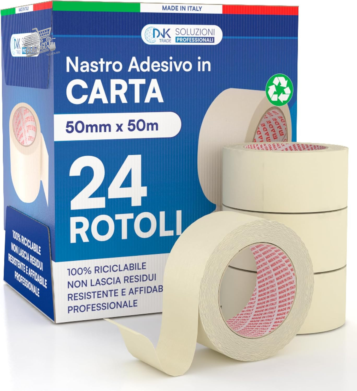 Paper Tape - 24 Rolls of Paint Tape 50mm X 50M - Rubberized Paper