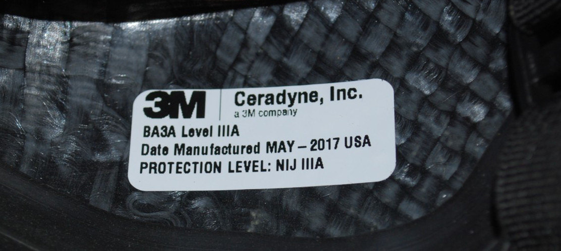 3M Ceradyne Helmet, Model BA3A, LEVEL IIIA, Color: Green