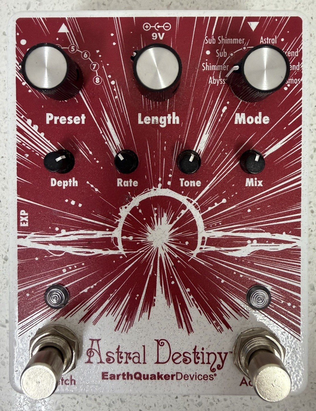 EarthQuaker Devices Astral Destiny Modulated Octave Reverb Effects Pedal Red