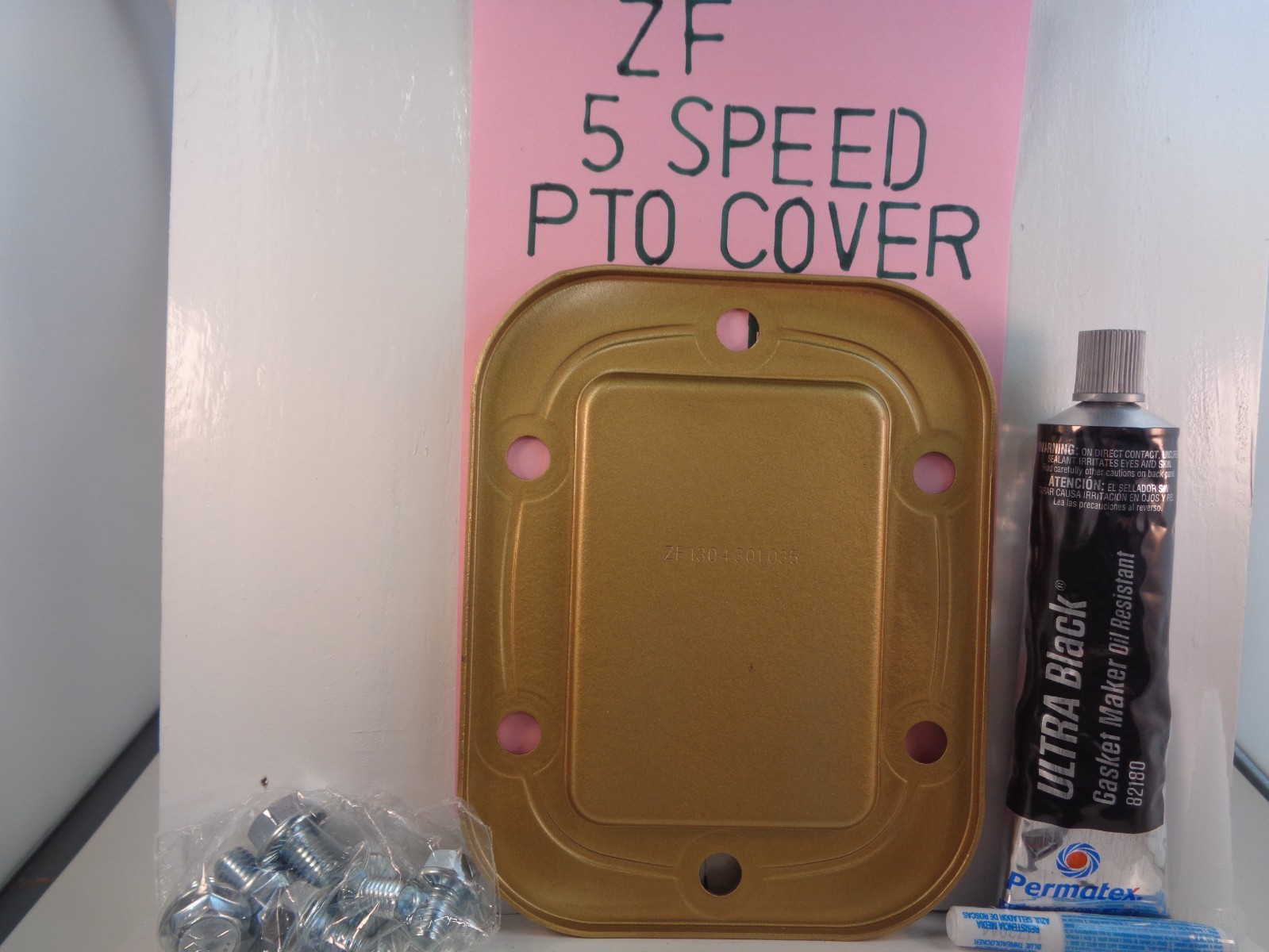 PTO COVER  FORD Z/F 5 SPEED WITH NEW BOLTS & SEALER CLEANED/PAINTED
