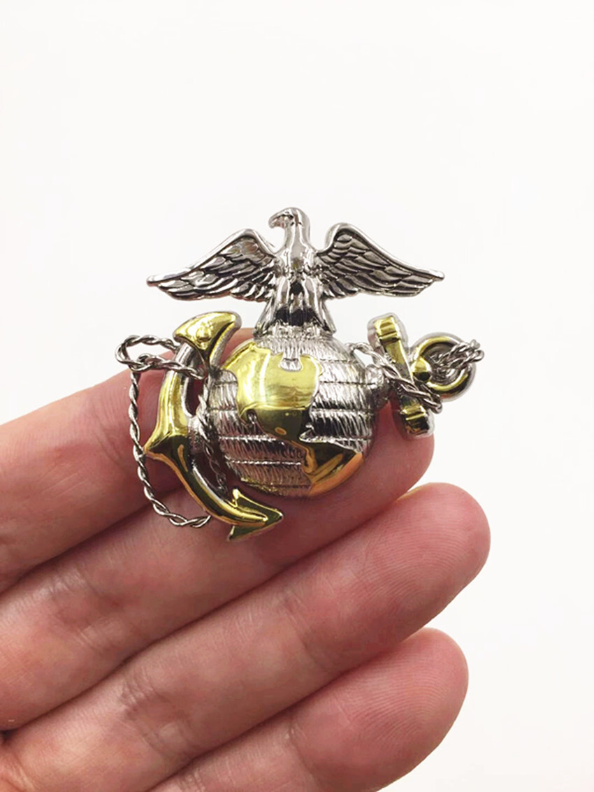 US Marine Corps officer Dress Cap Badge Pin Insignia USMC BADGE Silver
