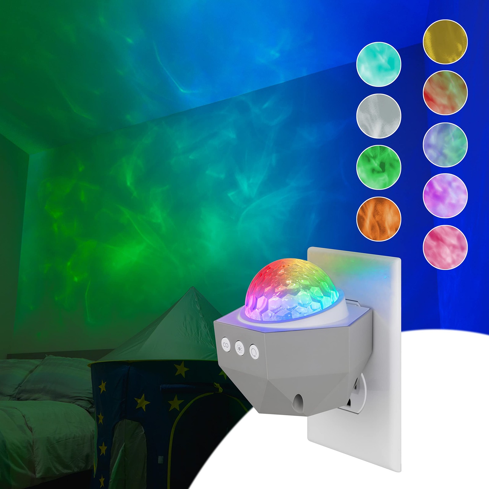Enbrighten Galaxy Projector Plug in Night Light for Small, White - Plug-In