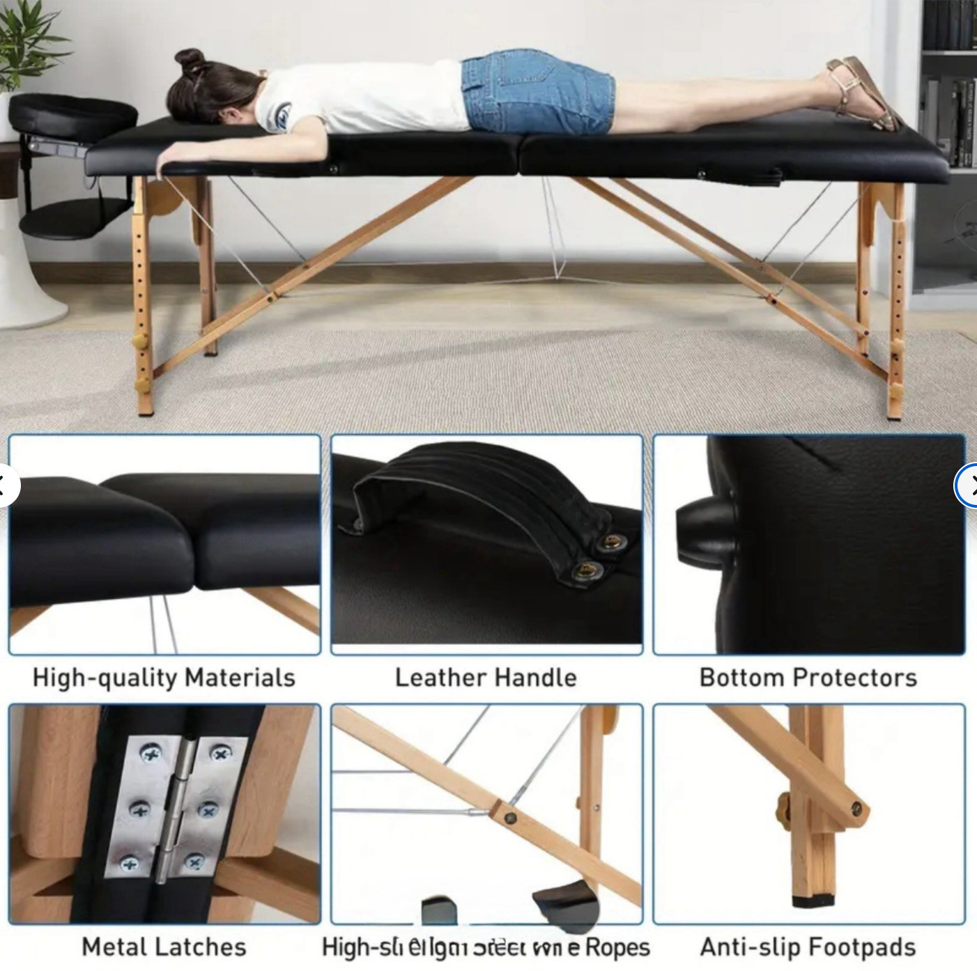 Portable Massage Bed - Folding Adjustable Height SPA Table Therapist - 2 Fold