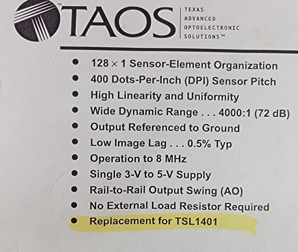 Genuine TAOS - TSL1401 - Sensor, Linear Array. 128 x 1 Sensor Element, DIP8 New.