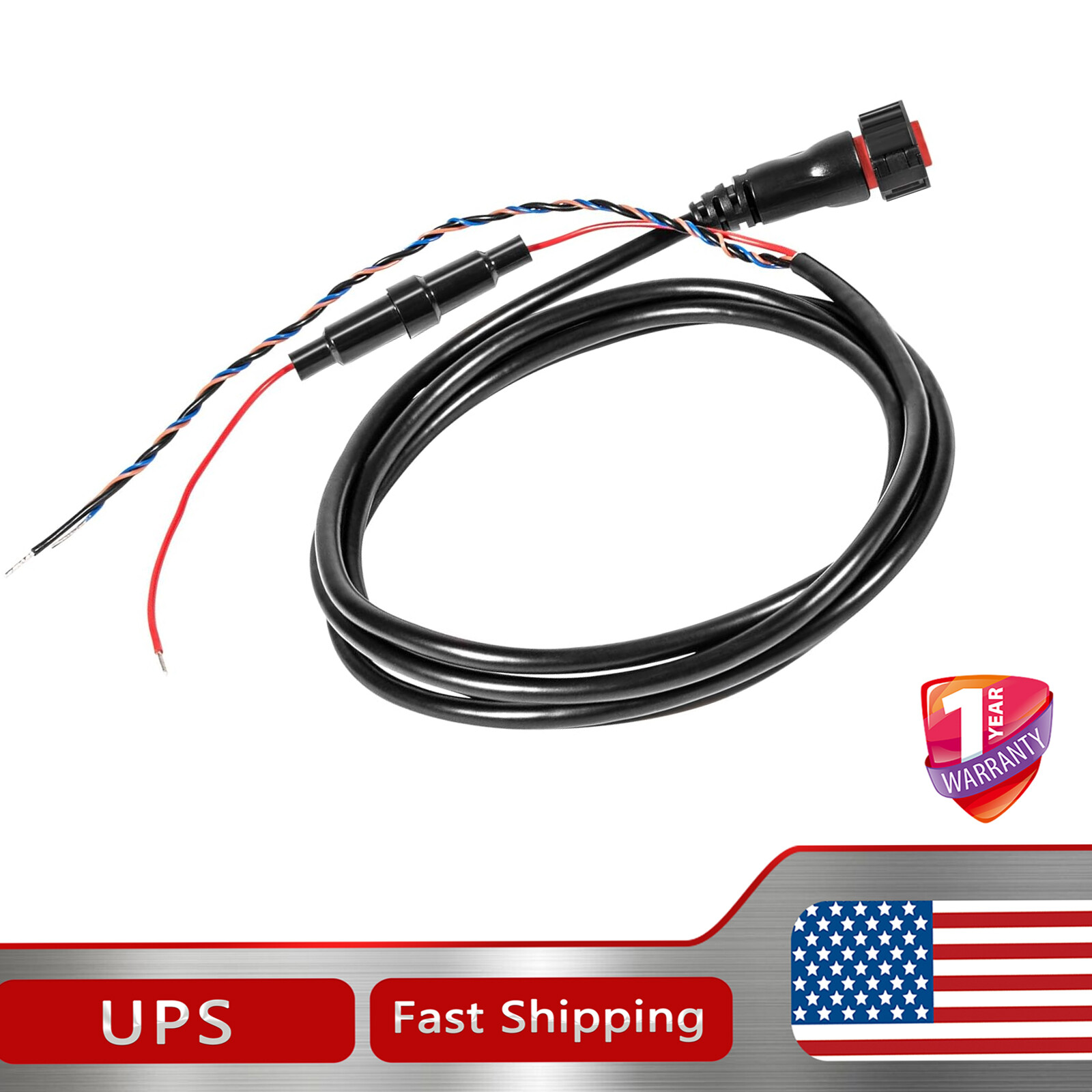 For Garmin echoMAP 4-pin 6ft Threaded Power Data Cable Chartplotter 010-12445-00