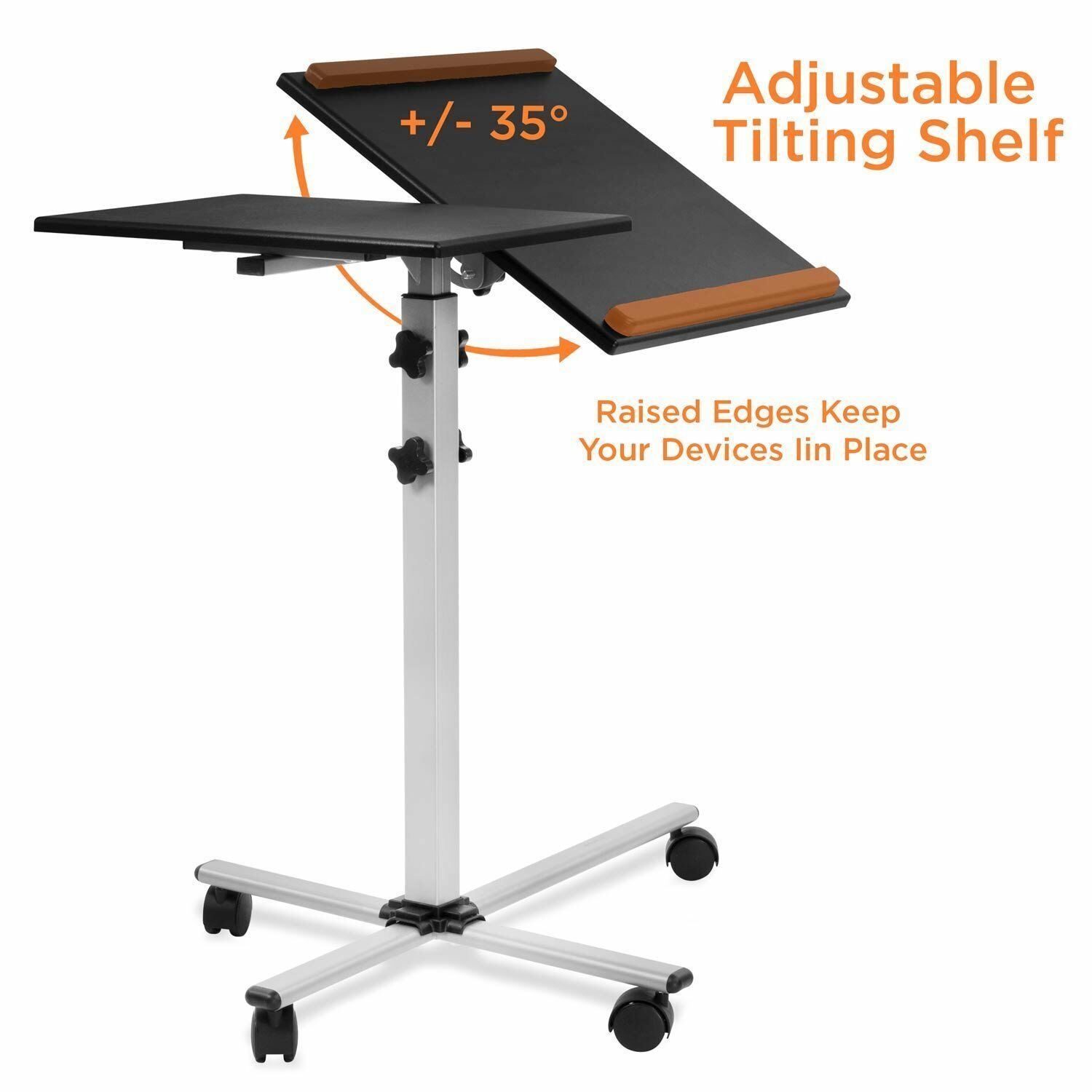 Mount-It! Rolling Laptop Tray and Projector Cart | Height Adjustable Presentatio