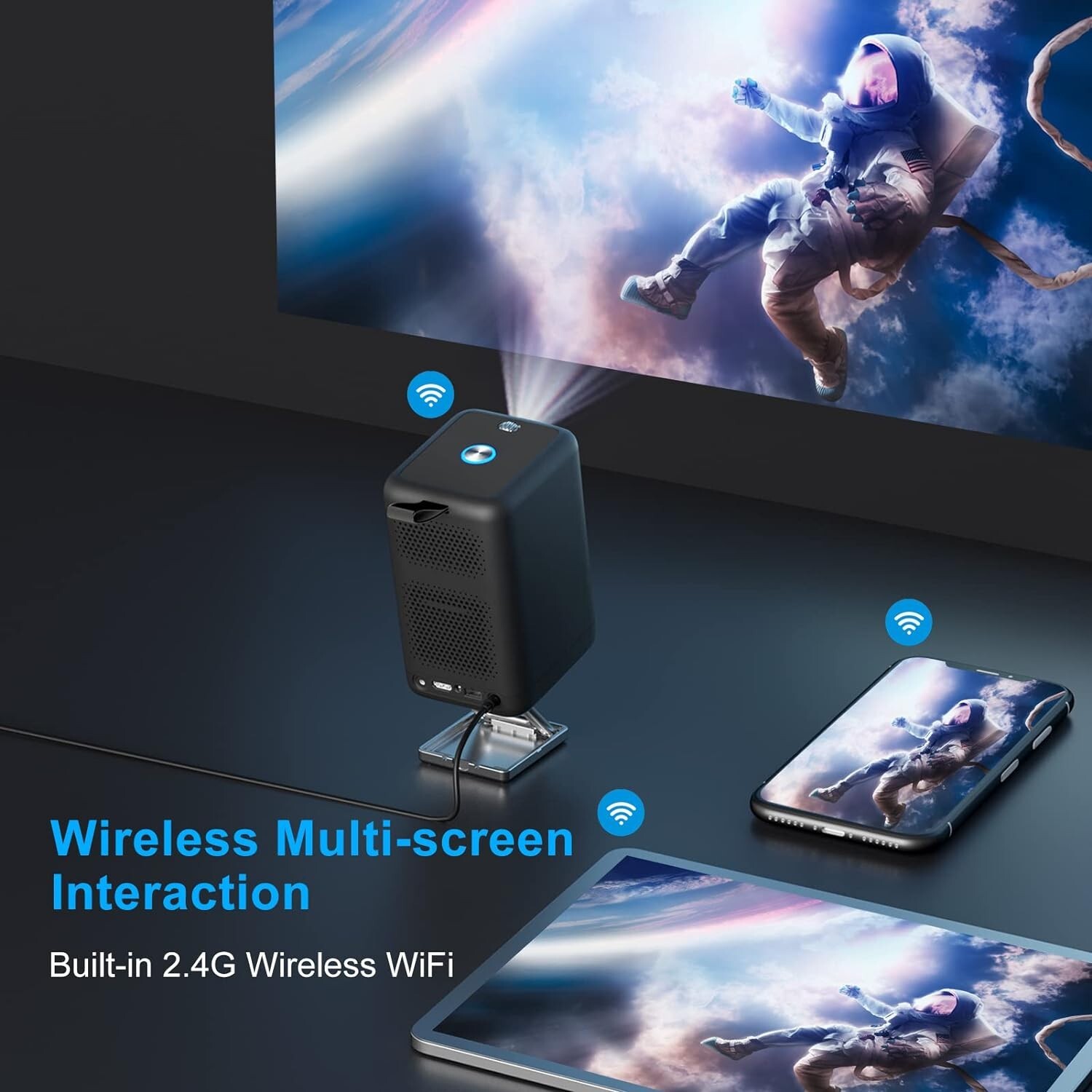 Leapwell Outdoor Wifi Projector Black