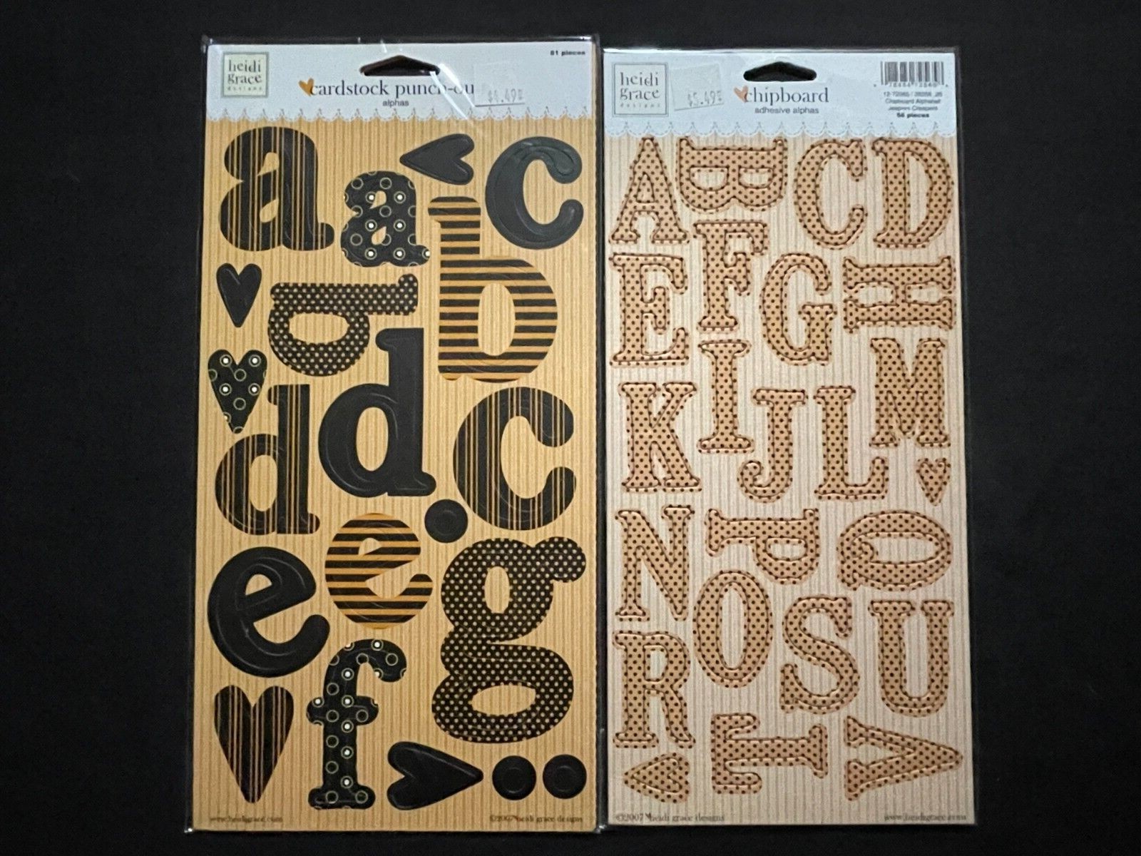 HEIDI GRACE "JEEPERS CREEPERS" ASSORTED CHIPBOARD AND CARDSTOCK ALPHABETS