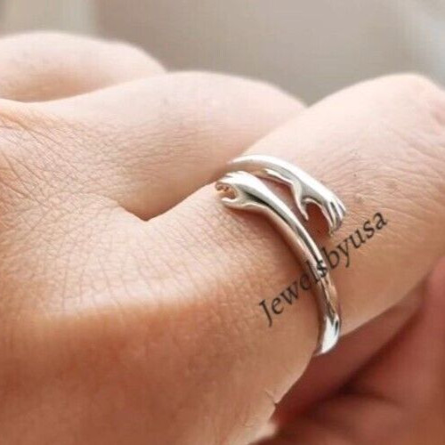 Womens Fine Solid Metal Adjustable Friendly Hug Toe Ring Gift For Her 925 SS