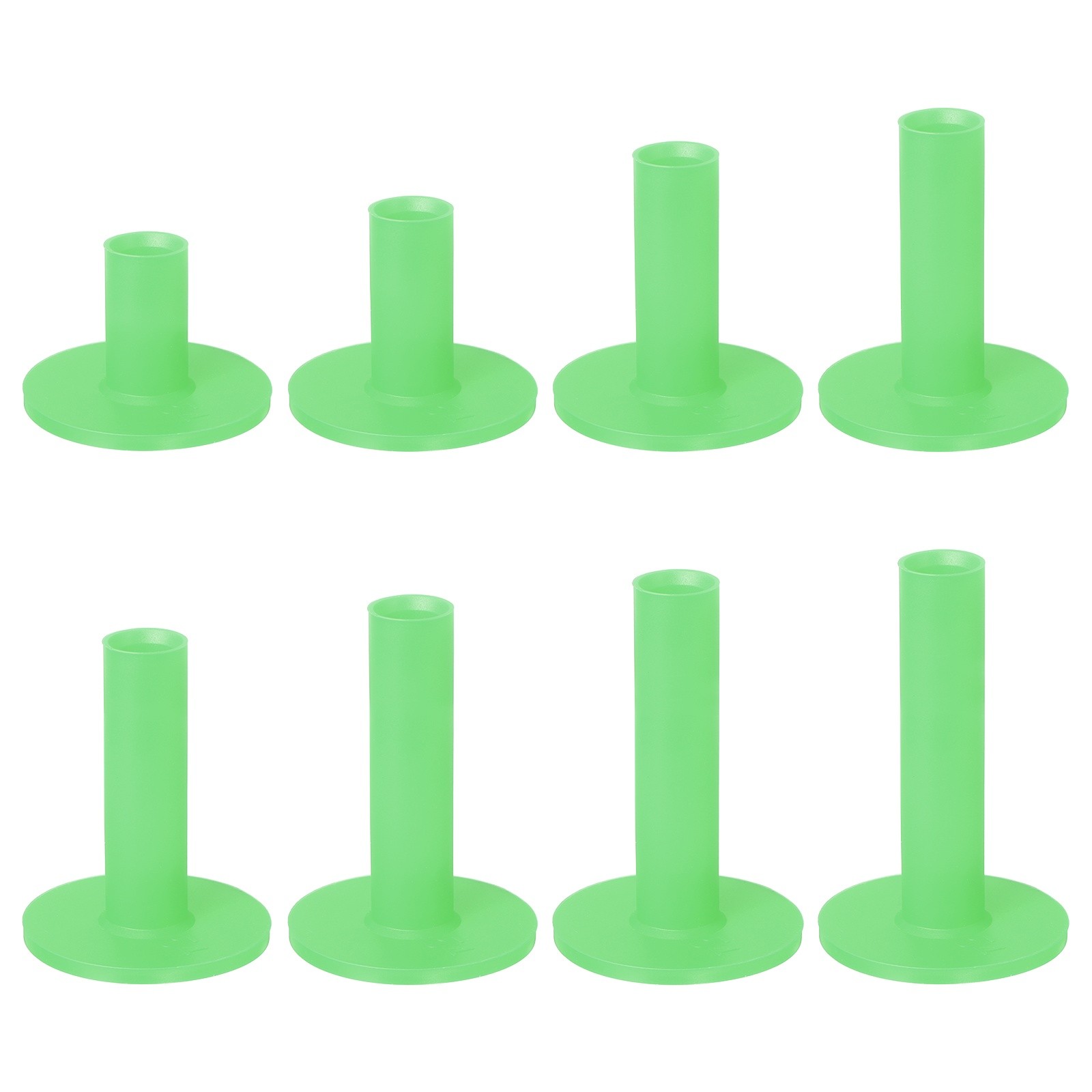 Rubber Golf Tees for Mats, 8Size& 8Pcs& Green Unbreakable Golf Training Tees