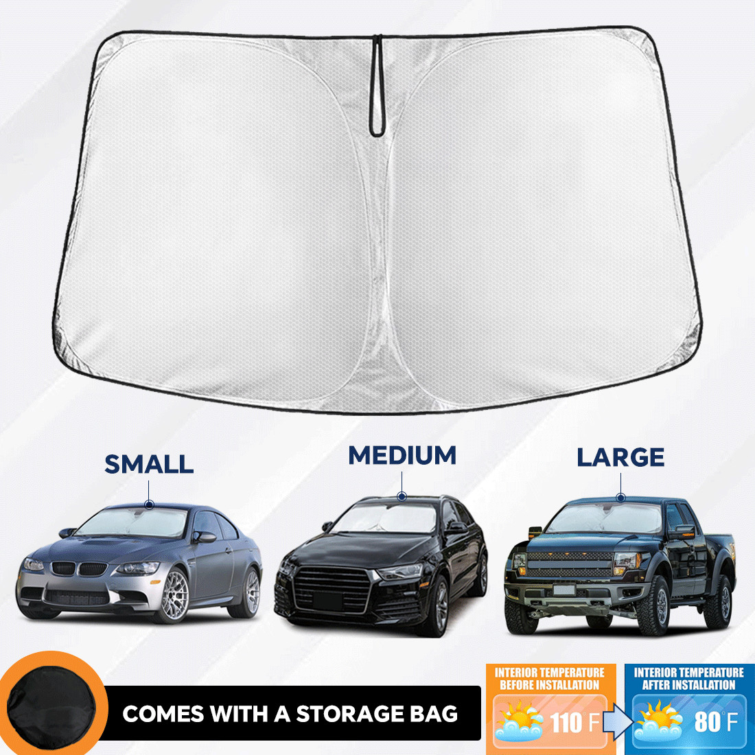 For DODGE Front Windshield Sun Shade Block 99% Heat & Keep Interior Cool Visor