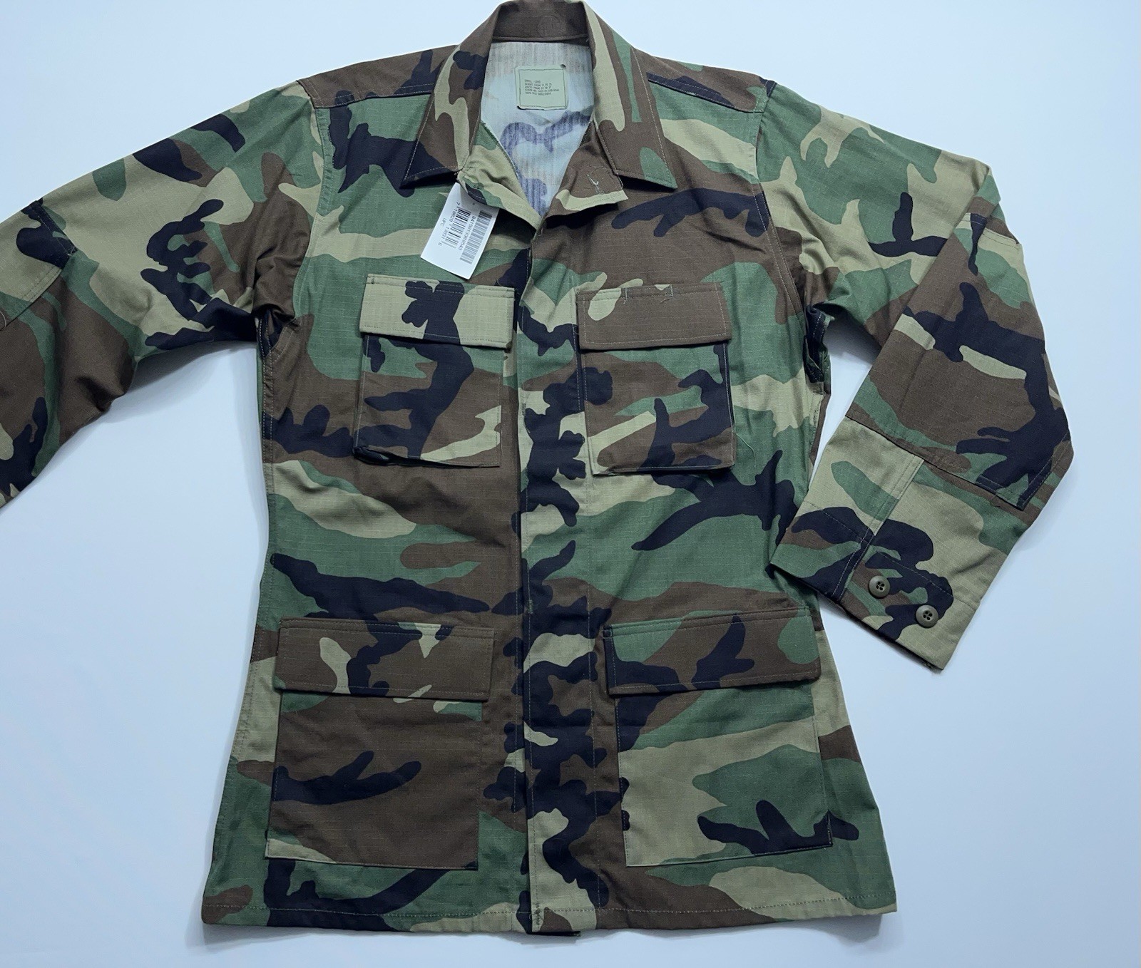 Golden MFG Hot Weather Woodland Camo Combat Jacket Mens Size Small Long   NEW
