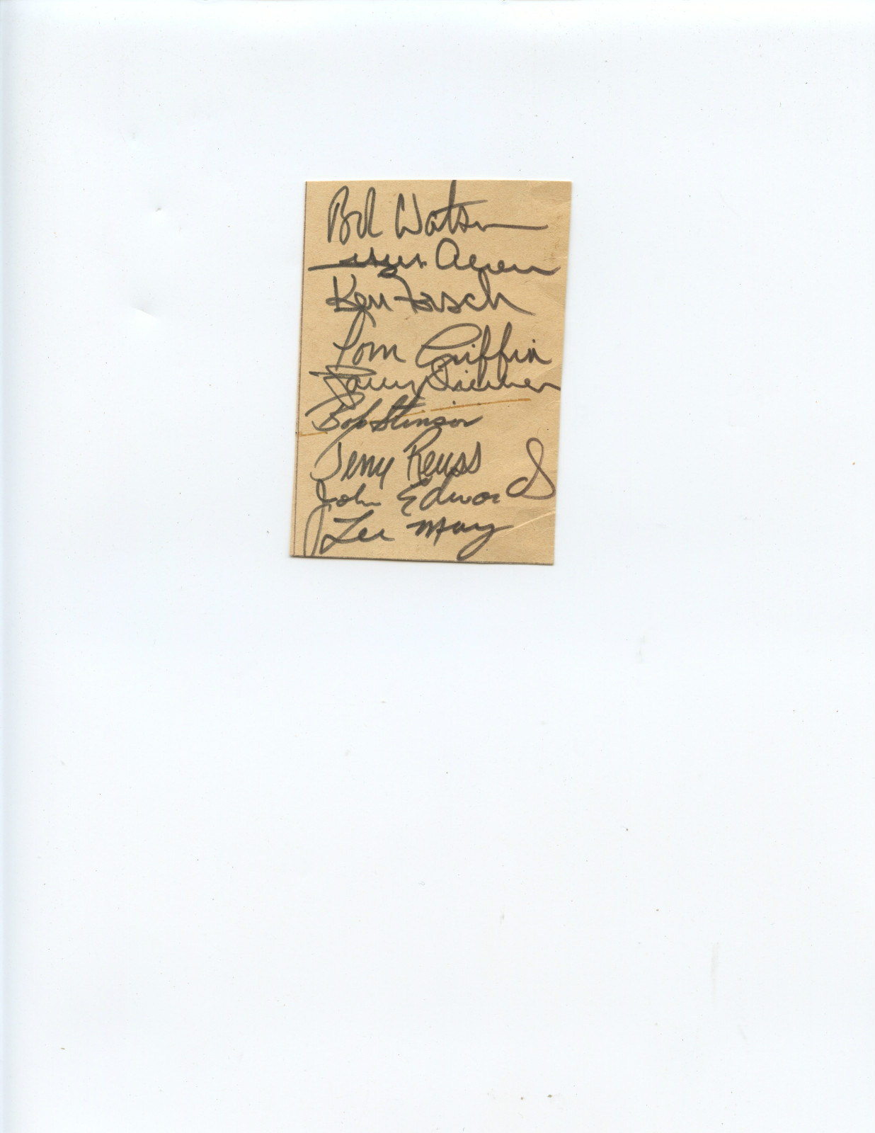 (9) 1972 HOUSTON ASTROS AUTOGRAPHS (WATSON, ALOU, DIERKER, FORSCH, REUSS, MAY)