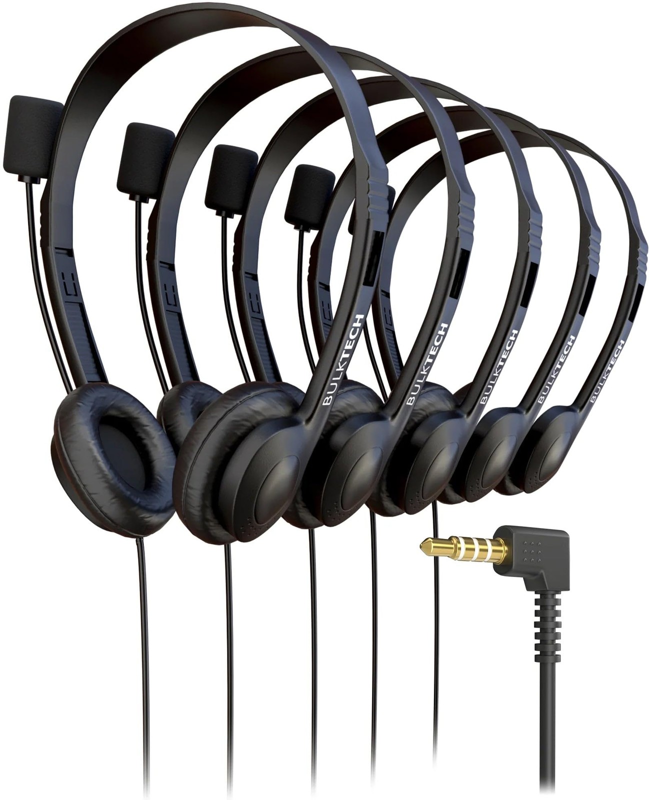5 Pack Wired Headsets with Boom Microphone and 3.5MM Connector