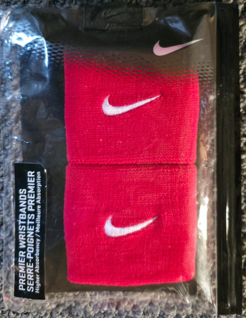 Nike Wristbands Premier Higher Absorbency Red OS Swoosh New