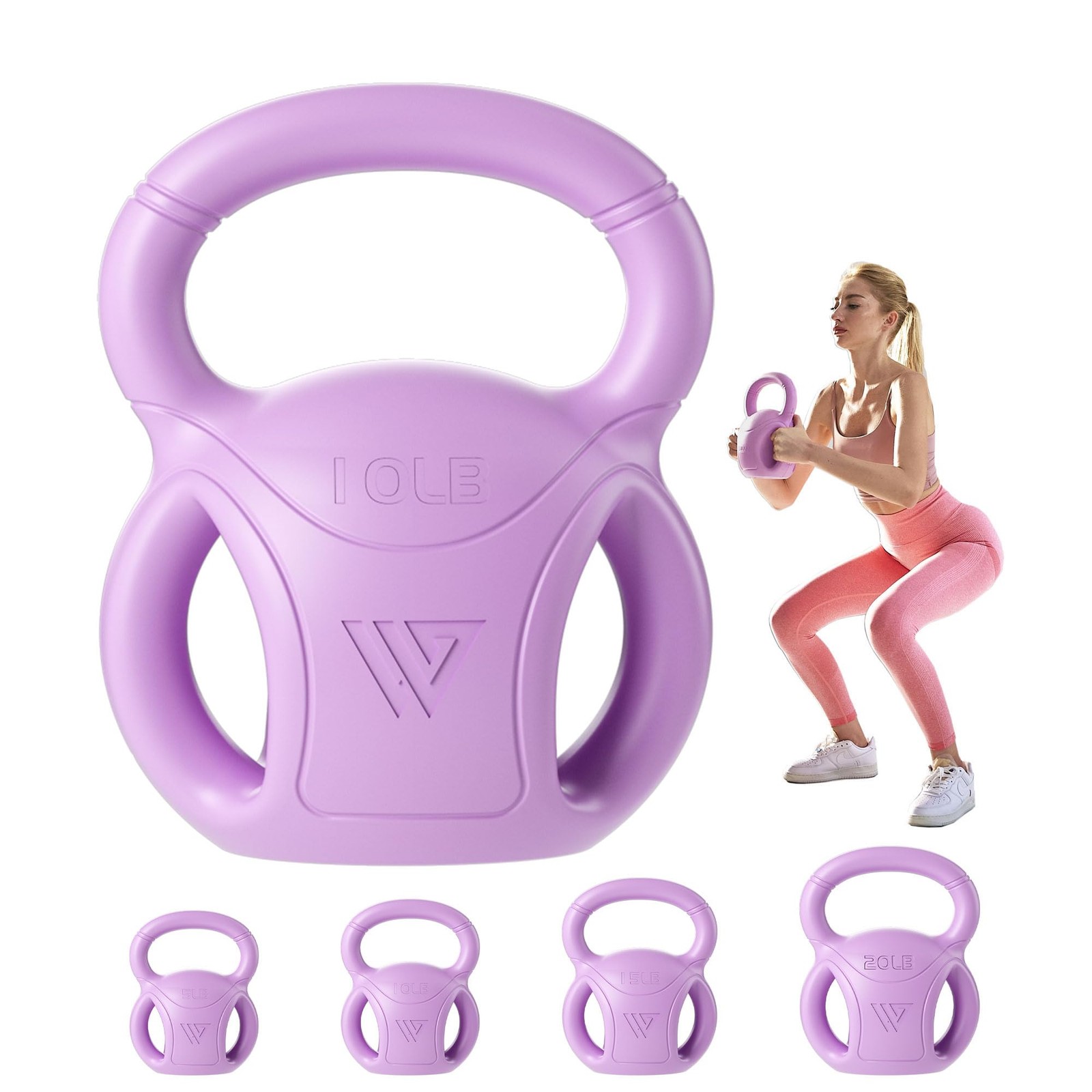 10 lb Kettlebell Weight with Three-handles for Russian Twists AB Exercise, We...