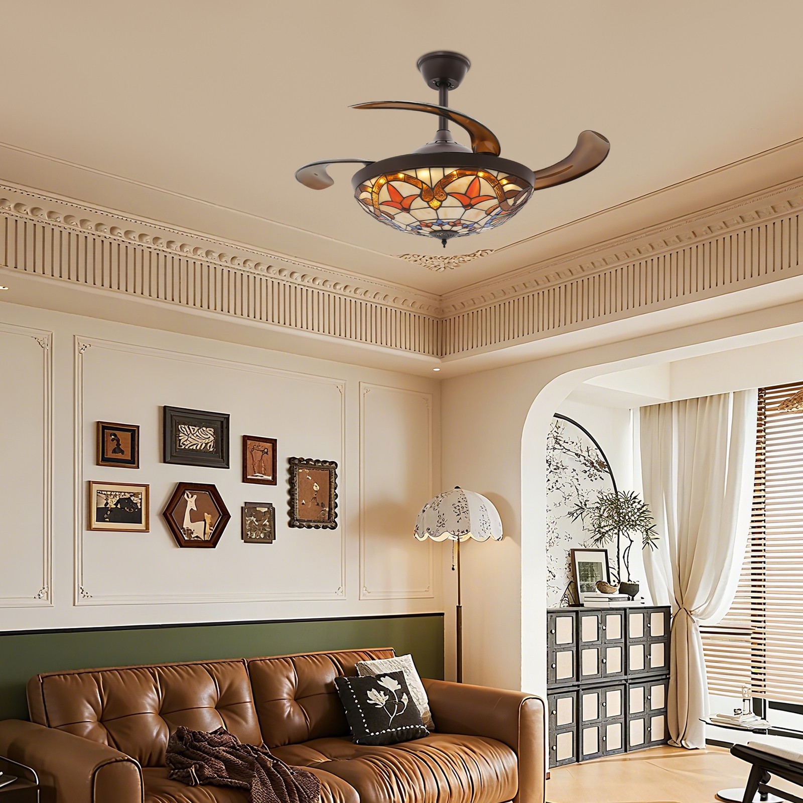42 Inch Ceiling Fan Lamp 110v 3 Color Temp Timer 1/2/4h 6 Speed Ceiling Fan Lamp