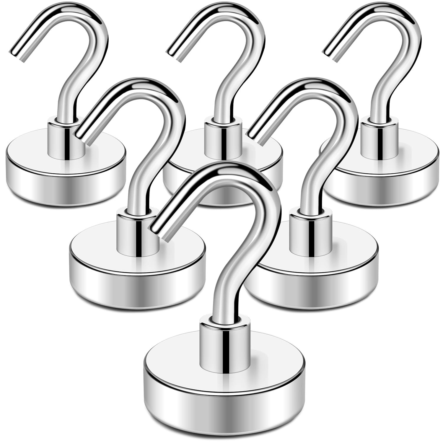 TRYMAG Strong Magnetic Hooks, 120Lbs Heavy Duty Magnetic Hooks for Hanging, 6 Pa