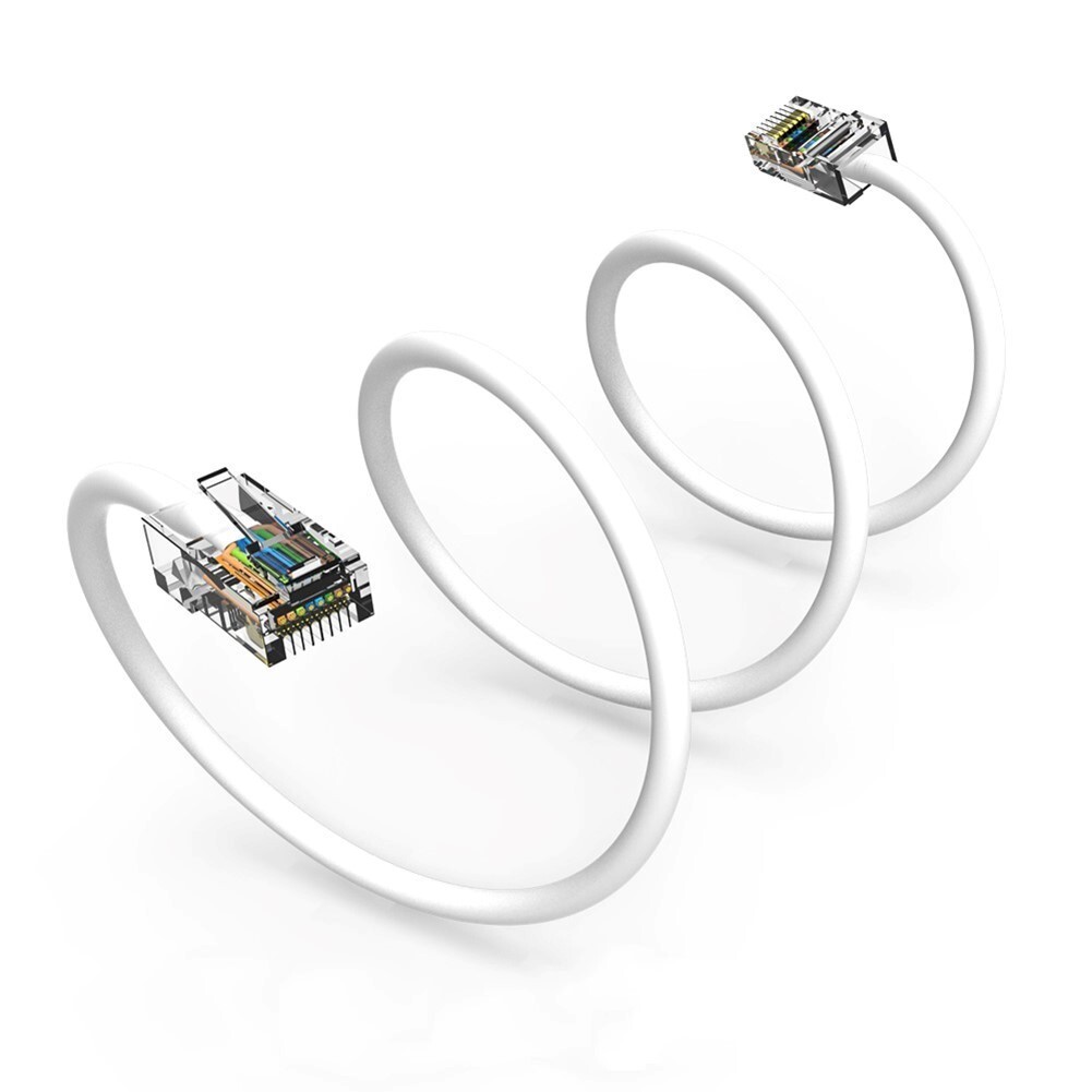 2FT Cat5E RJ45 Ethernet LAN Network UTP Cable Non Booted Copper Gold 24AWG White