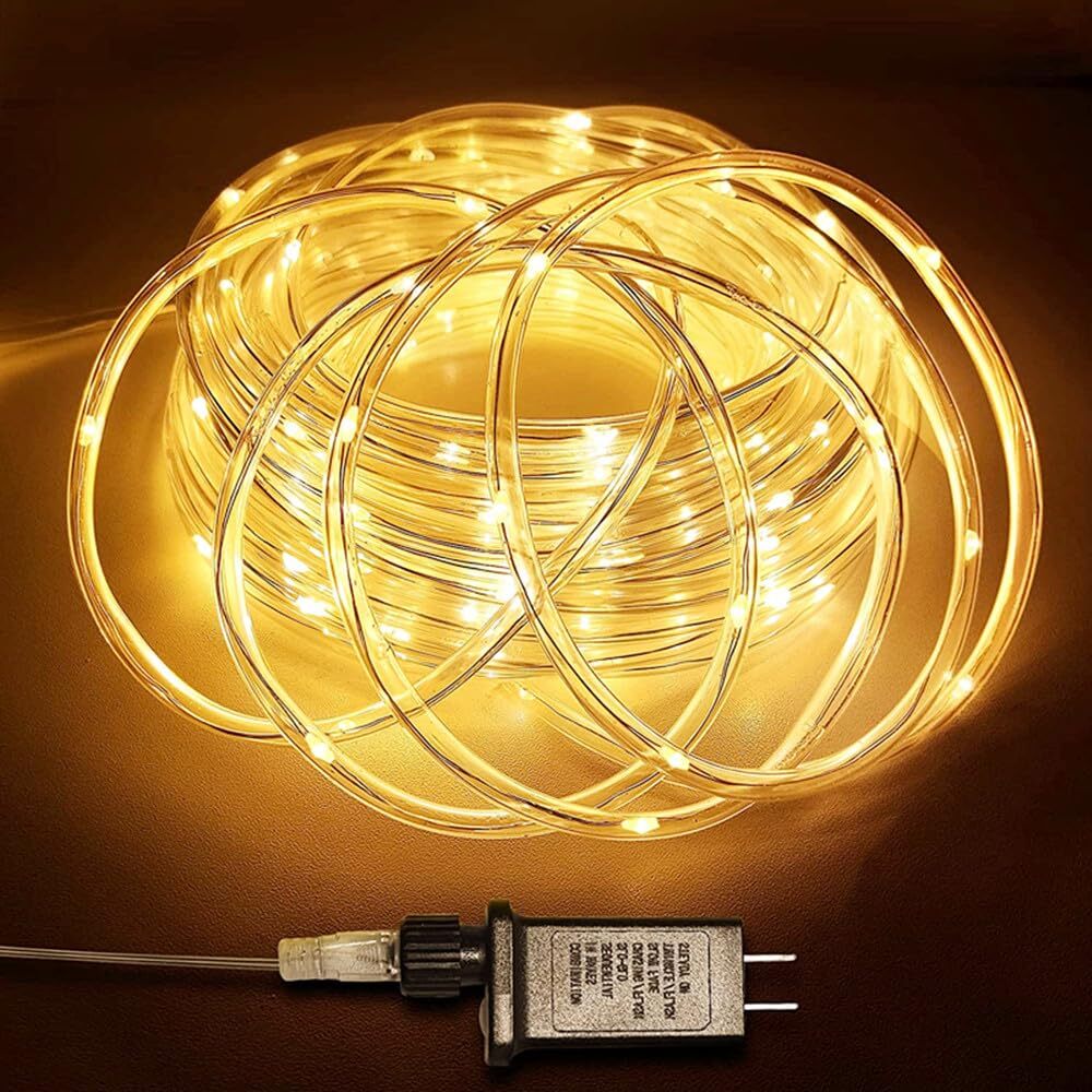 66Ft Rope Lights, 200 LED Waterproof for Indoor Outdoor Use Warm White