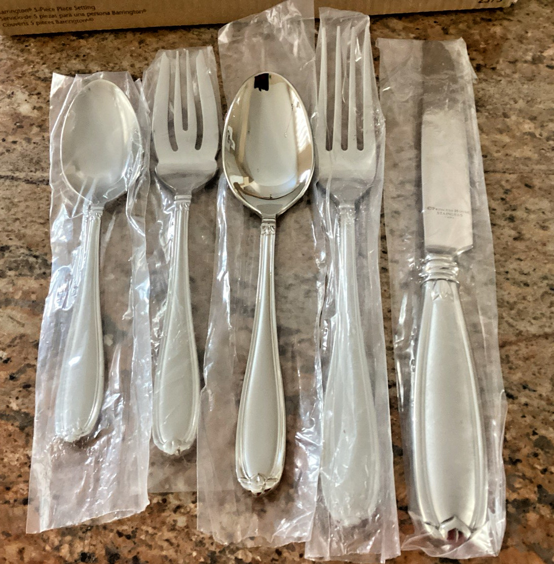Princess House BARRINGTON 5 Piece Place Setting Unused 18/10 Stainless Flatware