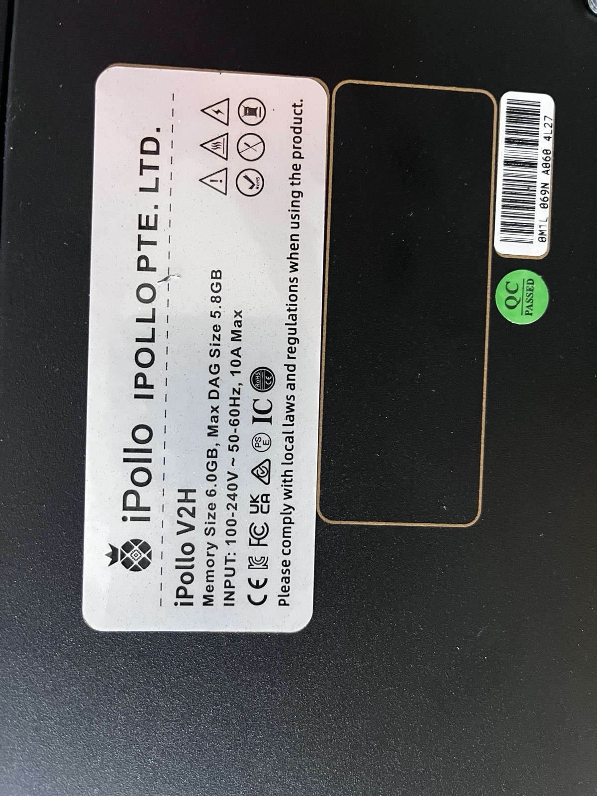 New iPollo V2H 3800M 475W Hydro Miner ETC ETHF OCTA ZIL Octa ASIC Home Miner