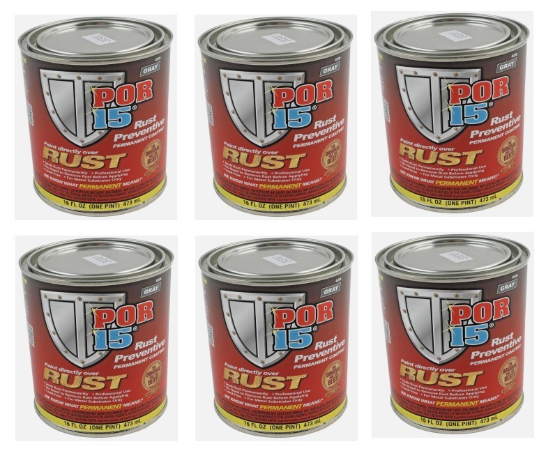 New POR-15 45208 Gray Anti-rust Rust Preventive Paint Pint 16oz, (6 Pack)