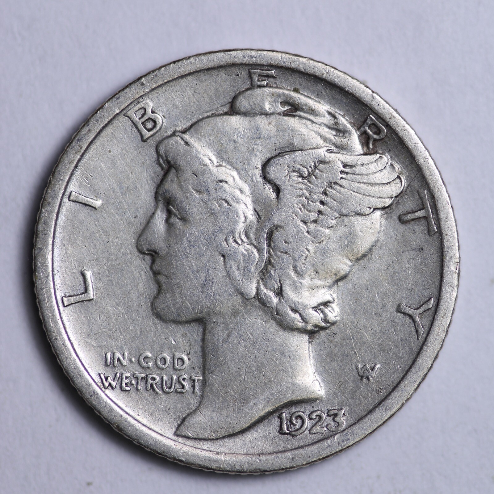1923 Mercury Silver Dime AU GREAT DETAILS B004 KE