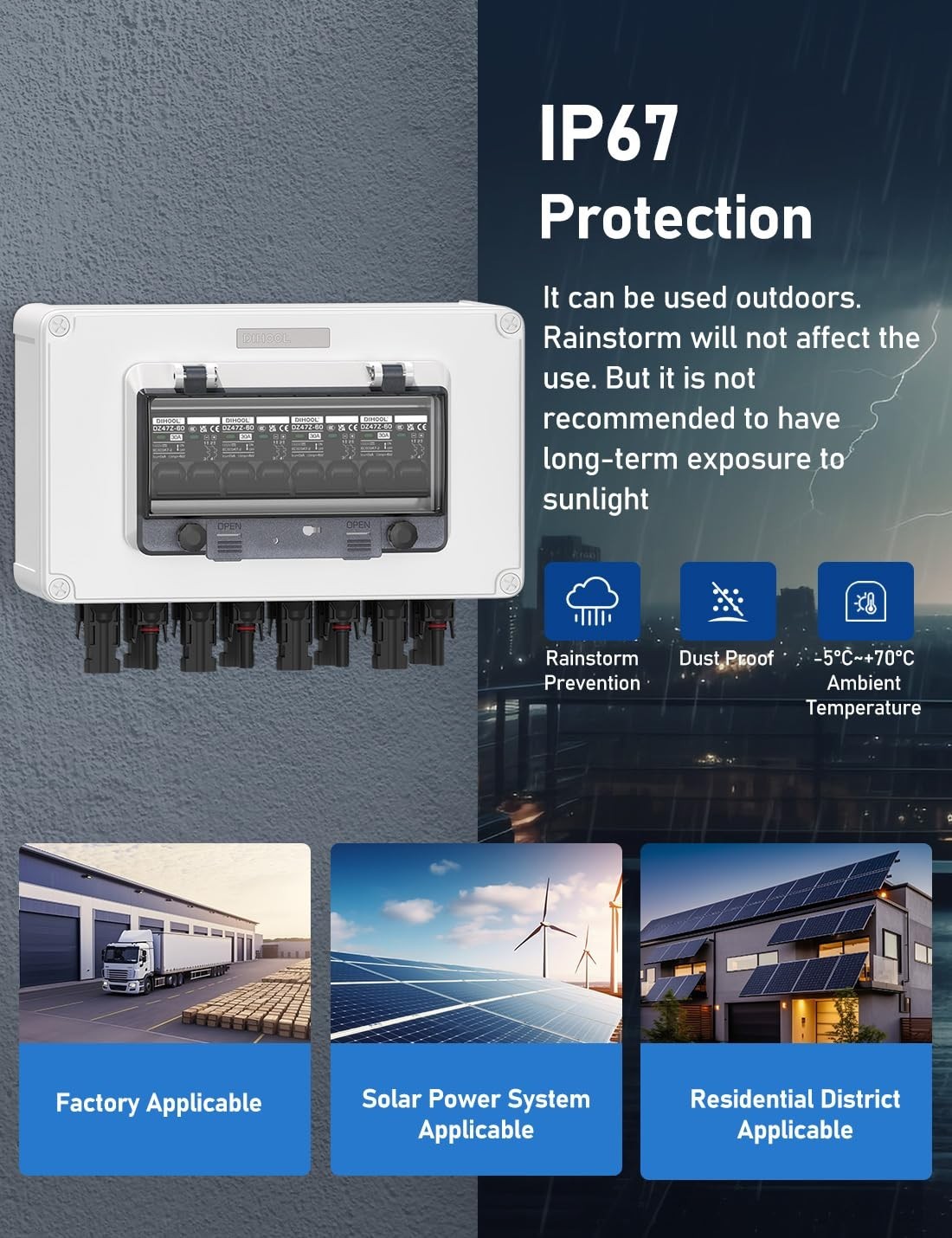 30 Amp Solar Panel Disconnect Switch - 4 String Waterproof Circuit Breaker Box